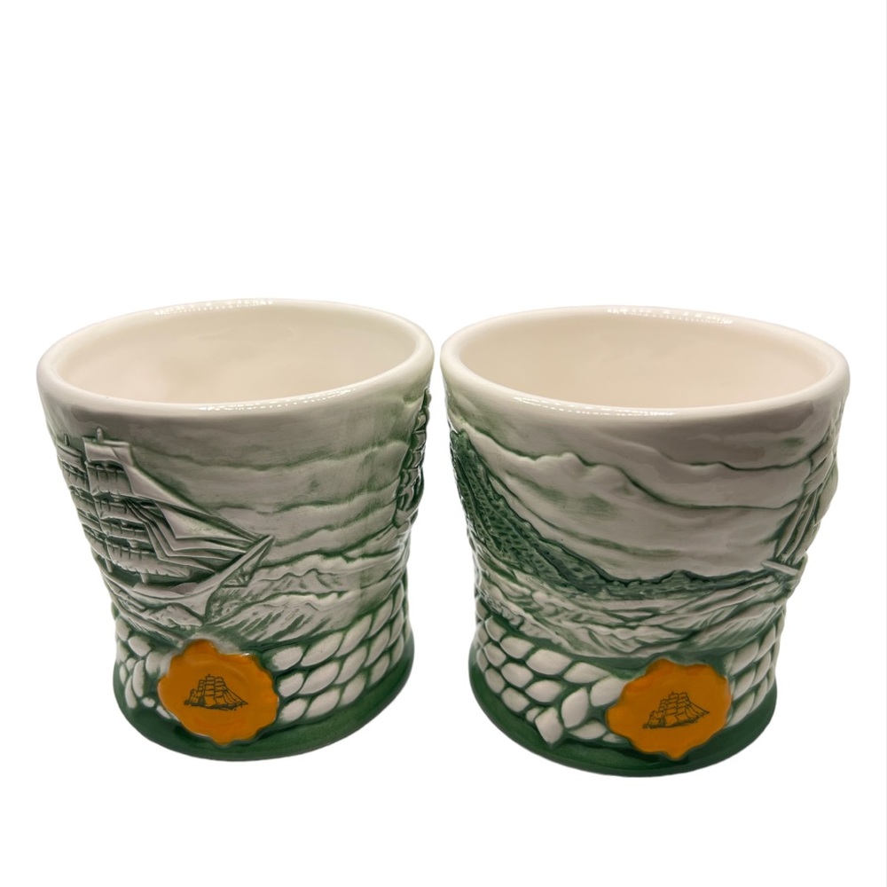 Vtg 90’s Cutty Sark Scotch Whiskey Ceramic Tumblers Cache Plant Pots Set of 2